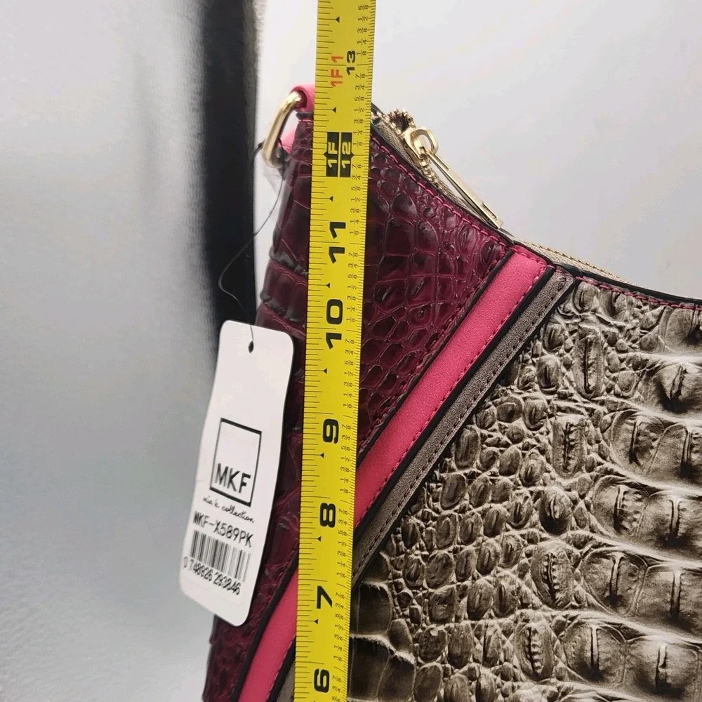 MKF Collection Nayra Embossed Shoulder‎ Hobo Bag Pink Charcoal By Mia K - NWT